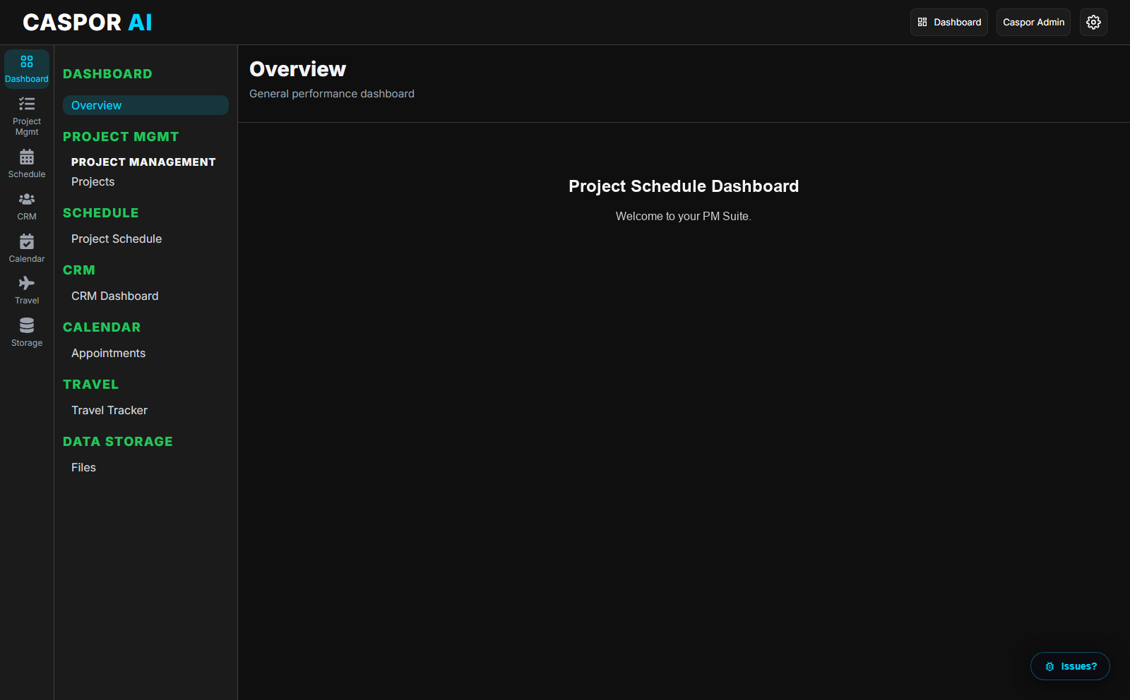 Caspor AI Scheduling dashboard — smart booking and conflict detection